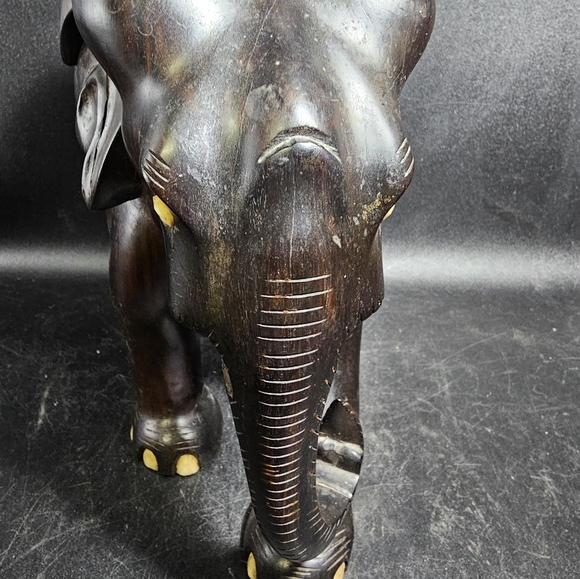 Vintage/Antique Rare Lignum Vitae Carved Wood Elephant - Picture 3 of 5